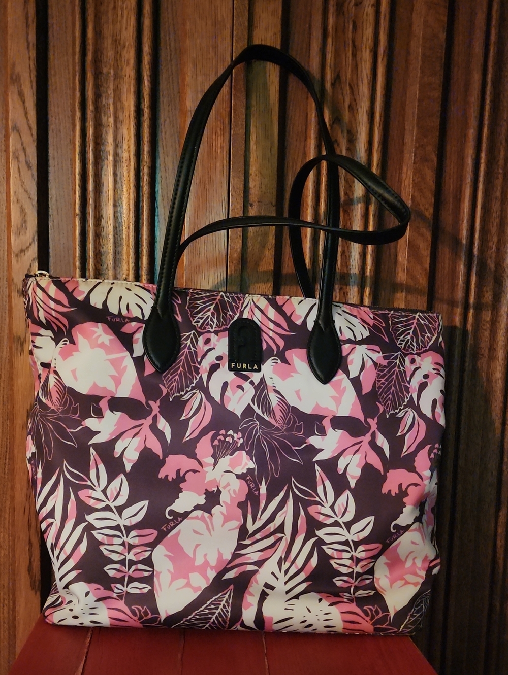 Furla Purple and Pink Floral Tote